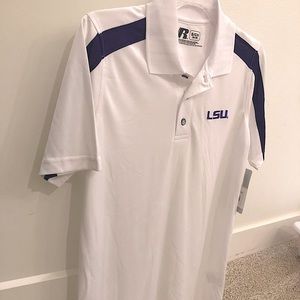 LSU-Mens-White polo shirt, NWT